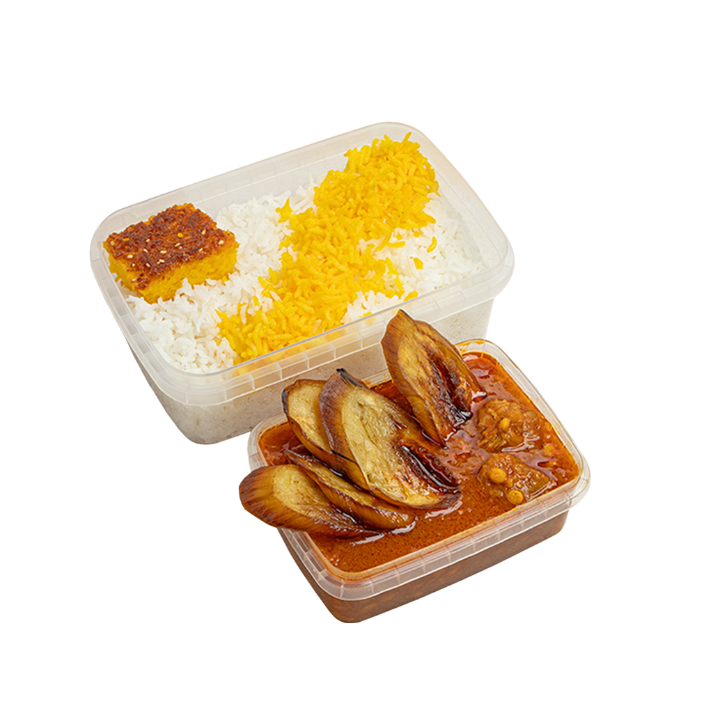 چلو خورشت قیمه بادمجان - Chelow with Gheyme and fried eggplant