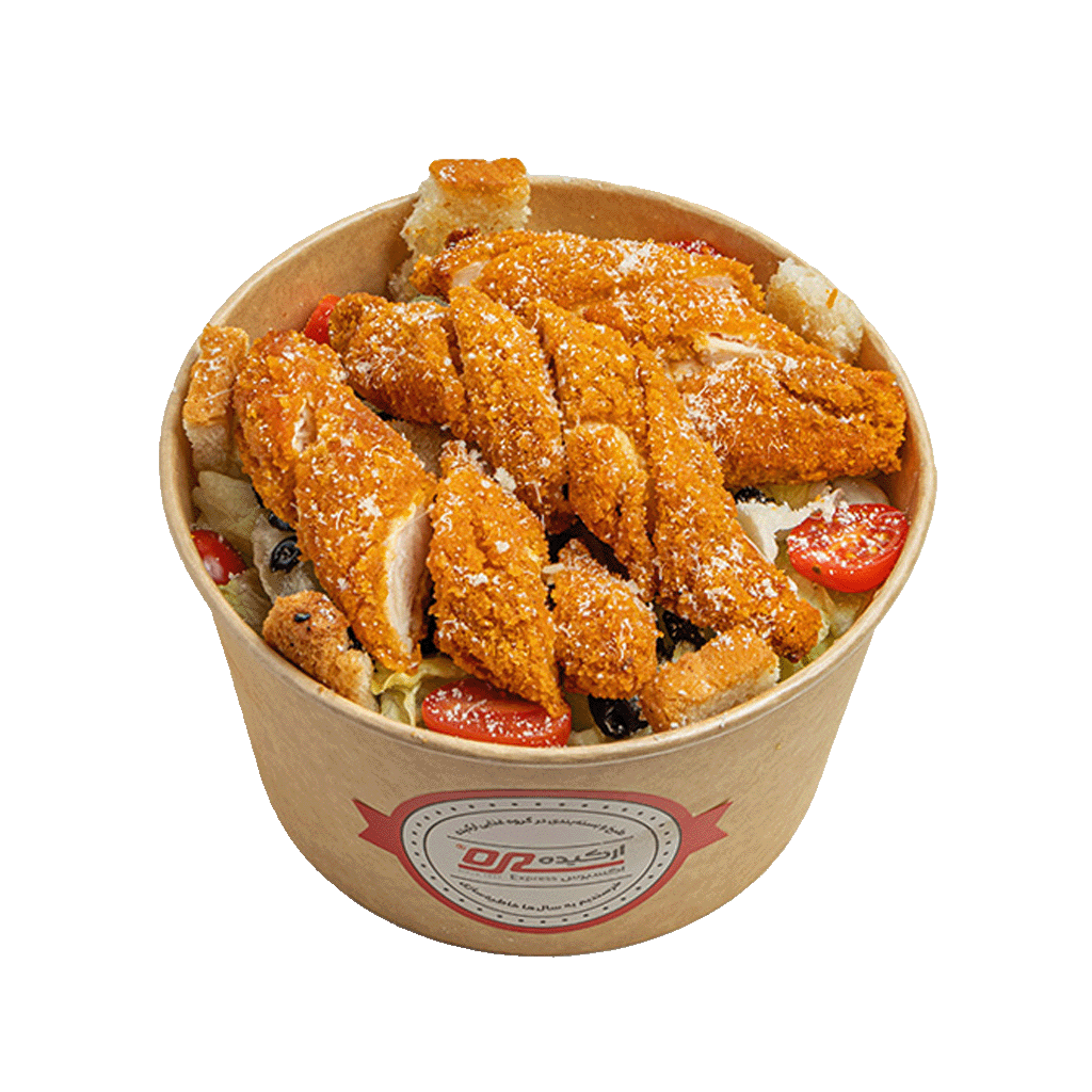 سالاد سزار با مرغ سوخاری - Caesar Salad with fried chicken